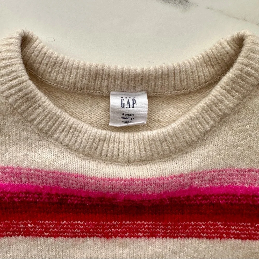 Baby Gap Toddler Girl Sweater Bundle 4T + 4-5 Pink Red Striped Cat